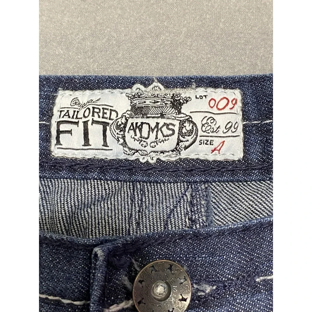 Akademiks Mens Tailored Fit Jeans Dark Wash Contrast Stitch Blue Size 34 A49P46